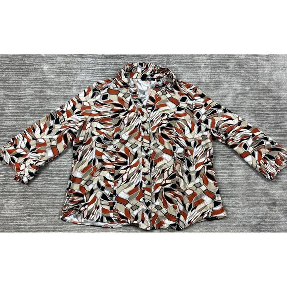 Essentials by Milano‎ Top Womens 1X Multicolor Long Sleeve Button Up Casual - Picture 1 of 11